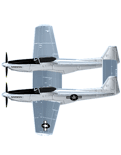 ノースアメリカン　P-82E　ツインムスタング(Twin Mustang）　【 bank angle 45°】